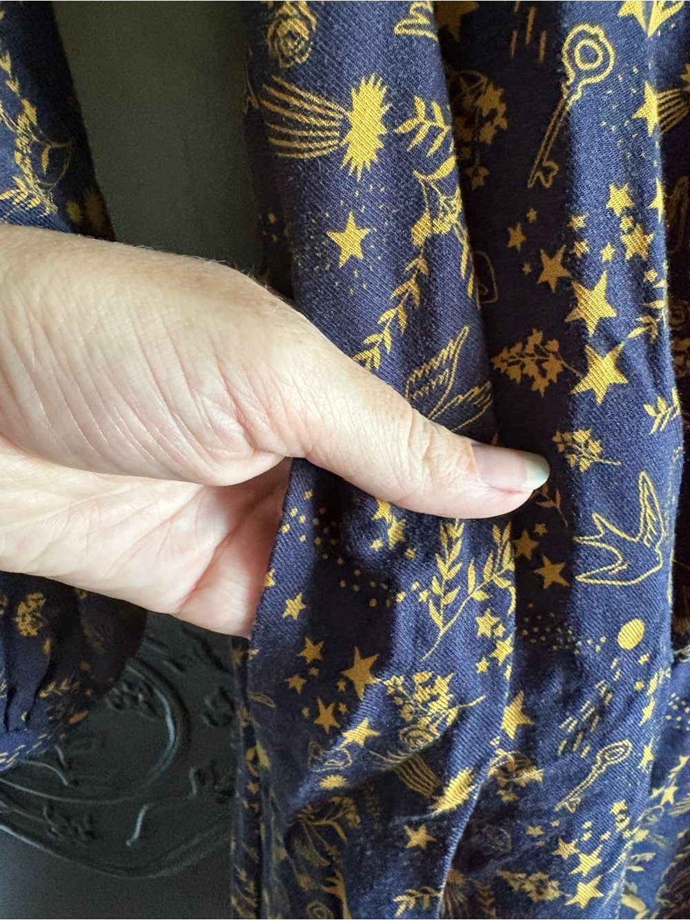 Boden Easy Printed V-Neck Midi Dress Navy and Yellow size 6L - Picture 5 of 8